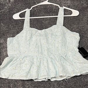 Celebrity Pink Light Blue Floral Peplum Blouse